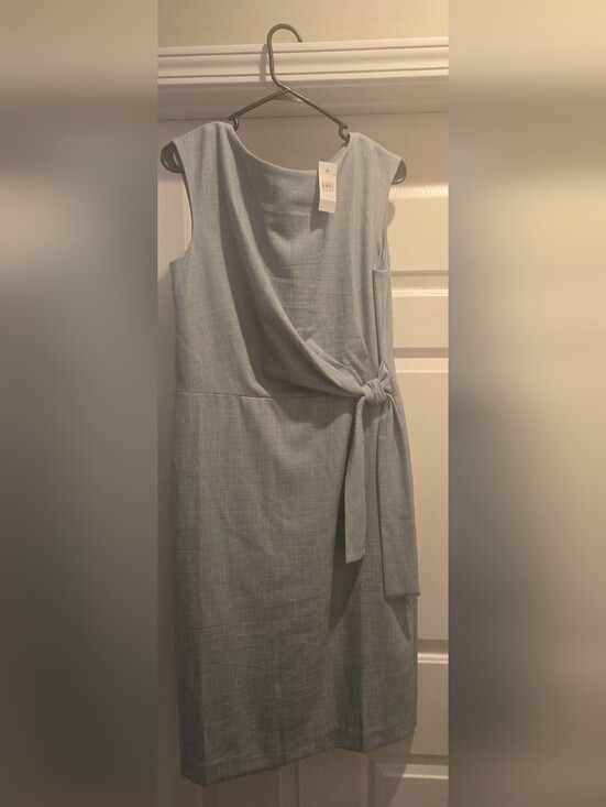 Ann Taylor Dresses & Skirts - Ann Taylor Sleeveless Dusty Blue Shift Dress with Side Tie